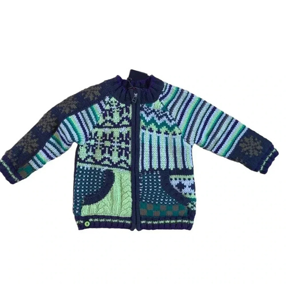 Catamini Wool Angora Blend Cardigan Zip Sweater Boys 2 Year Mongolian Mix Bomber - Picture 1 of 7